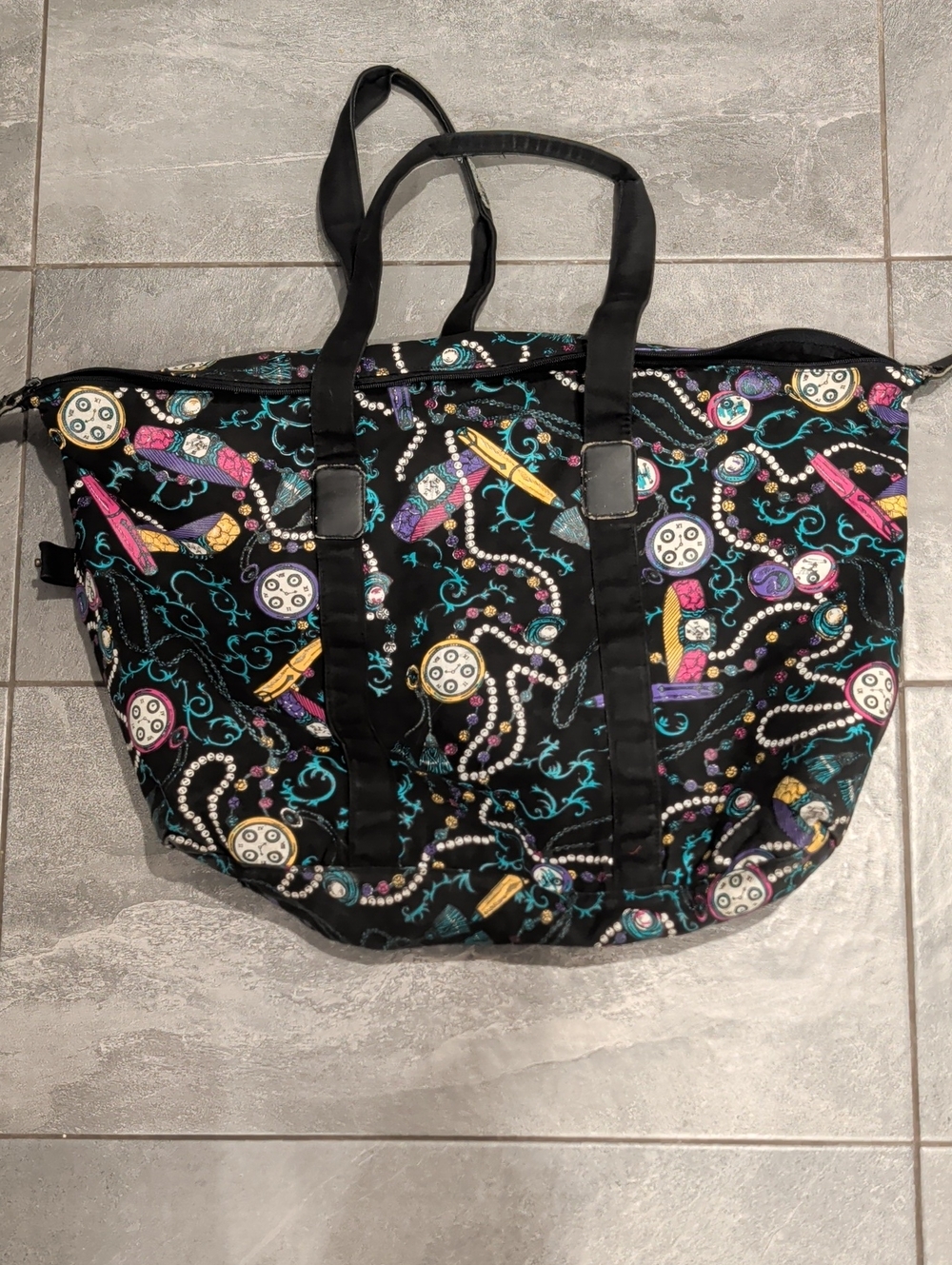 ​Vintage Creations Bertini Novelty Print Canvas Duffle Bag Made In Italy
